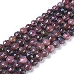 Chapelets de perles en rhodonite naturelle, facette, plat rond, 8~8.5x5~6.5mm, Trou: 0.8mm, Environ 48~50 pcs/chapelet, 15.35 pouce (39 cm) de long