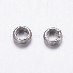 304 Stainless Steel Beads, Rondelle, Stainless Steel Color, 3x1mm, Hole: 2mm, about 200pcs/5g