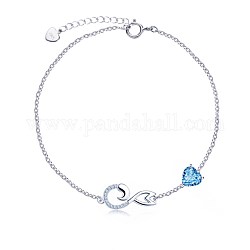 925 стерлингового серебра шарм браслеты, со стеклянным искусственным камнем и кабельными цепочками, созвездий, Скорпион, глубокое синее небо, серебряные