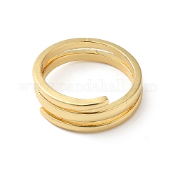 Doppio anello avvolgente in filo di ottone placcato a cremagliera per donna, piombo & cadimo libero, vero placcato oro 18k, misura degli stati uniti 7 1/4 (17.5mm)