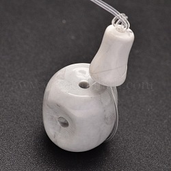 Natural Howlite Gemstone 3-Hole Guru Beads for Buddhist Jewelry Making, T-Drilled Beads, 18x18mm, Hole: 2mm
