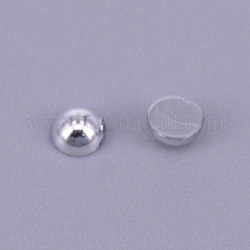 Perles d'imitation perles en plastique ABS, demi-rond, couleur d'argent, 2: 3x1.5mm, environ 400 pcs / sachet 