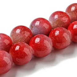 Gefärbt natürliche Jade Perlen Stränge, Runde, rot, 9.5~10 mm, Bohrung: 1.2 mm, ca. 40 Stk. / Strang, 15.94 Zoll (40.5 cm)
