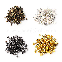 1000Pcs 4 Colors Brass Crimp Beads, Tube, Mixed Color, 2x2x0.15mm, Hole: 1.5mm, 250pcs/Color
