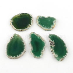 Forma mista tinto naturale agata pietra preziosa grandi ciondoli, verde mare, 39~85x26~62x5~6mm, Foro: 2 mm