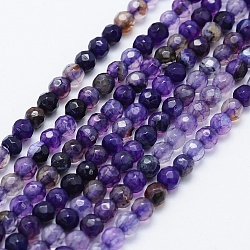 Chapelets de perles d'agate naturelle, teints et chauffée, ronde, facette, indigo, 4mm, Trou: 0.5mm, Environ 92 pcs/chapelet, 14.57 pouce (37 cm)