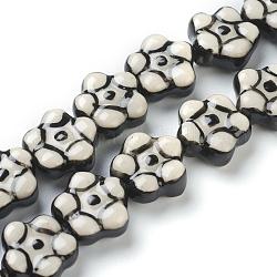 Porcelaine main perles de fleurs brins, noir, 17x17x7.5mm, Trou: 2mm, Environ 20 pcs/chapelet, 12.60 pouce (32 cm)