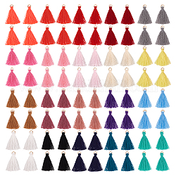 Nbeads 120 Pcs 20 Colors Polyester Tassel Pendant Decorations, with Golden Iron Finding, Mixed Color, 33x6x4mm, Hole: 4mm, 6pcs/color