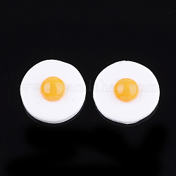 Cabochons in resina, uovo fritto / uovo in camicia, bianco, 19.5x5.5mm