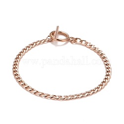Placage ionique (ip) 304 bracelets chaîne en acier inoxydable pour femme ou homme, freiner gourmettes, or rose, 8 pouce (20.45 cm)