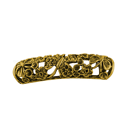 Alloy Curved Tube Beads, Hollow,  Nickel Free & Lead Free, Antique Golden, 56x14x8mm, Hole: 8mm