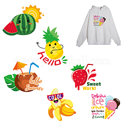 PET Heat Transfer Film Logo Stickers Set, for DIY T-Shirt, Bags, Hats, Jackets, Mixed Patterns, 206~261x206~290mm, 6pcs/set