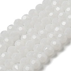 Supports de perles de verre imitation jade, facette, ronde, blanc, 6mm, Trou: 1mm, Environ 98 pcs/chapelet, 20.47'' (52 cm)