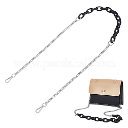 Correas de bolso de cadena de acrílico y hierro, con broches de aleación giratorias, Platino, 119.1 cm