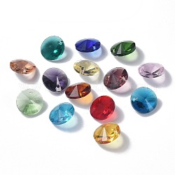 Encantos de cristal, facetados, cono, color mezclado, 14x7mm, agujero: 1 mm