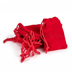 Pochettes rectangle en velours, sacs-cadeaux, rouge, 7x5 cm