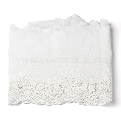 Tessuto floreale ricamato in pizzo di cotone, per accessori abbigliamento tovaglia, bianco, 20cm