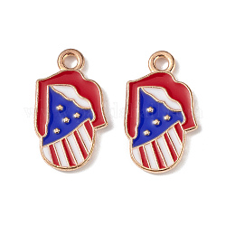 Independence Day Alloy Enamel Pendants, Lip with Star Charms, Light Gold, Colorful, 18.5x11x1.5mm, Hole: 2mm