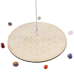 Sunnyclue fai da te yoga chakra home display decorazioni, incluso tappetino per la protezione della tazza, perline semilavorate con pietre preziose e pendenti a pendolo rabdomanzia, 20x0.3cm, 1 pc