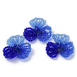 Glasperlen-Cabochons, Cluster-Perlen, mit Fassungen für vergoldete Messing-Lochscheiben, Blume, Blau, 14x40x34 mm