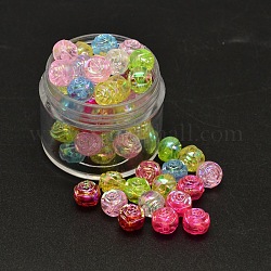 Perles acryliques transparentes écologiques galvanisées de fleur de couleur ab, couleur mixte, 8x7mm, Trou: 1mm, environ 2000 pcs/500 g