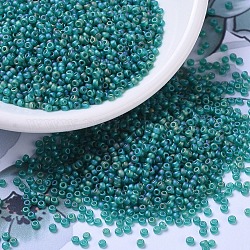 Miyuki runde Rocailles Perlen, japanische Saatperlen, (rr147fr) mattes transparentes Smaragdgrün, 11/0, 2x1.3 mm, Bohrung: 0.8 mm, über 1100pcs / Flasche, 10 g / Flasche
