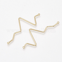 Brass Links connectors, Nickel Free, Real 18K Gold Plated, Heartbeat, 21.5x53x1mm, Hole: 1.4mm