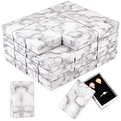 大理石プリントの厚紙紙製収納ボックス  ジュエリーギフトケース  長方形  ホワイトスモーク  8x5x2.8cm