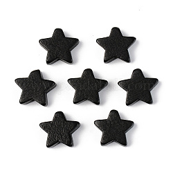 Painted Natural Wood Beads, Lead Free, Star, Black, 14x15.5x6mm, Hole: 1.2mm