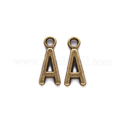 Tibetan Style Alloy Pendants, Cadmium Free & Nickel Free & Lead Free, Letter A, A: 16x7x2mm, Hole: 2mm
