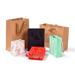 Прямоугольные бумажные пакеты для конфет, с ручкой, для подарочных пакетов и пакетов для пищевых продуктов, разноцветные, 5.7~10.05x11~27x12.1~28 см, fold: 12.1~28x11~27x0.45~0.6mm