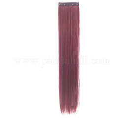 Ladies Long Straight Clip in Hair Extensions for Women Girlss, High Temperature Fiber, Synthetic Hair, Medium Violet Red, 21.65 inch(55cm)