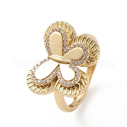 Verstellbarer Ring mit klarem Zirkonia-Schmetterling, Messingschmuck für Damen, Bleifrei und cadmium frei, echtes 18k vergoldet, Innendurchmesser: 17 mm