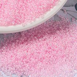 Miyuki runde Rocailles Perlen, japanische Saatperlen, (rr272) rosa ausgekleideter Kristall ab, 15/0, 1.5 mm, Bohrung: 0.7 mm, über 5555pcs / Flasche, 10 g / Flasche
