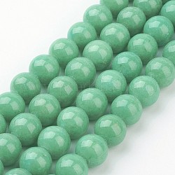 Natural Mashan Jade Round Beads Strands, Dyed, Medium Sea Green, 10mm, Hole: 1mm, about 41pcs/strand, 15.7 inch