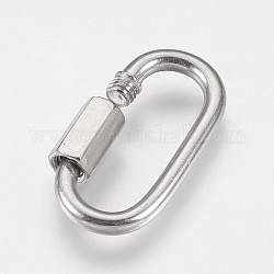 Accessoires de fermoir porte-clés en 304 acier inoxydable, ovale, couleur inoxydable, 37x20x7mm