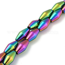 Fili di perline di ematite magnetica sintetica elettrolitica, bicono, arcobaleno placcato, 6.2~6.5x12~12.5mm, Foro: 1.4 mm, circa 33pcs/filo, 16.89'' (42.9 cm)