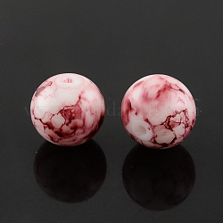 Spray Painted Glass Bead Strands, Round, Dark Red, 14mm, Hole: 1.3mm, about 57pcs/strand, 31.4 inch