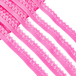 Corde elastiche in poliestere gorgecraft con bordo singolo, piatto, con cartoncino in cartone, rosa intenso, 13mm