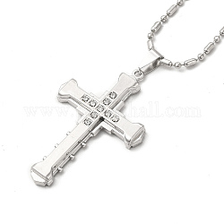 Collier en alliage croix pandant avec chaînes à maillons, bijoux gothiques pour hommes femmes, platine, 23.62 pouce (60 cm)