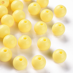 Perles acryliques opaques, ronde, jaune, 12x11mm, Trou: 1.8mm, environ 566 pcs/500 g