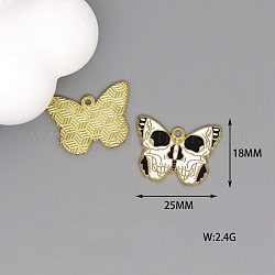 Pendentifs d'émail en alliage, or, papillon avec breloque tête de mort, noir, 18x25mm