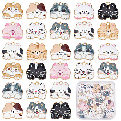 SUNNYCLUE 1 Box 40Pcs Cat Charms Enamel Cat Charm Cat Head Charm Kitten Lucky Pet Cats Flat Back Animal Alloy Charms for jewellery Making Charms Necklace Bracelet Earrings DIY Craft Supplies Adult