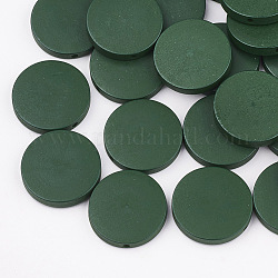 Perle di legno di pero naturale, tinto, rotondo e piatto, verde, 25x5mm, Foro: 2 mm