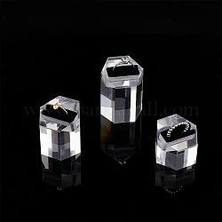 AHANDMAKER 3 Pcs Acrylic Ring Display Holder, 3 Styles Clear Acrylic Ring Display Acrylic Block with Black Sponge Mats,for Ring Jewelly Display