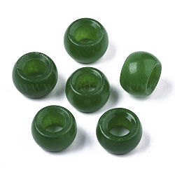Natürliche weiße Chalcedonperlen, Großloch perlen, gefärbt, Rondell, grün, 15~17x10~12 mm, Bohrung: 8 mm