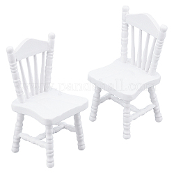 Mini chaise en bois, pour les accessoires de maison de poupée faisant semblant de décorations d'accessoires, blanc, 37x41x75.5mm