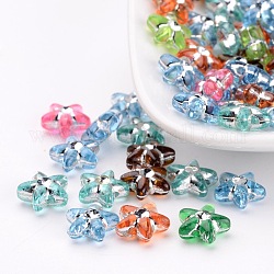Perles acryliques colorées, métal enlacée, étoiles du nord, couleur mixte, environ 10 mm de diamètre, épaisseur de 4mm, Trou: 1mm, environ 127 pcs/20 g