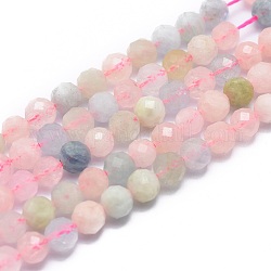 Chapelets de perles en morganite naturelle, facette, ronde, 5mm, Trou: 0.8mm, Environ 67 pcs/chapelet, 15.7 pouce (40 cm)