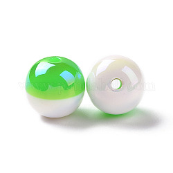 Perline in resina opaca bicolore, ab colore, tondo, verde primavera, 16.8x16mm, Foro: 3 mm